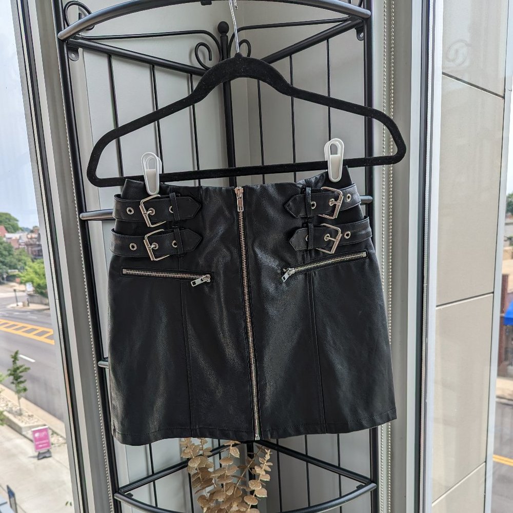 Black leather skirt